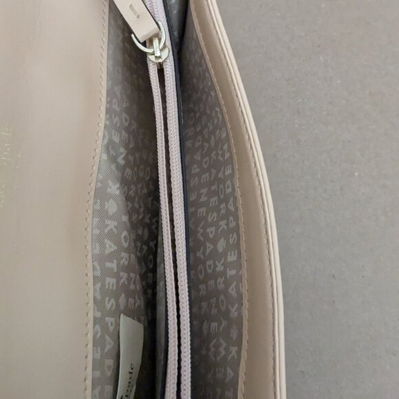 Kate Spade New York Leather Bow Wallet Wristlet Clutch Cream Retractable Strap - Picture 10 of 11